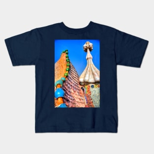 The Dragon's Back on the roof of Casa Batllo Barcelona Spain Kids T-Shirt